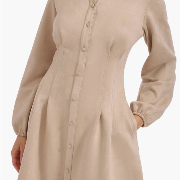 Kensie Cream Long Sleeve Dress - Picture 2 of 8